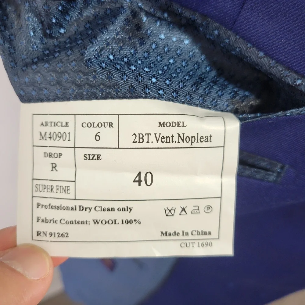 Mantoni Mens Sport Coat Blazer Two Button Nopleat Blue Twill Super Fine Wool 40R